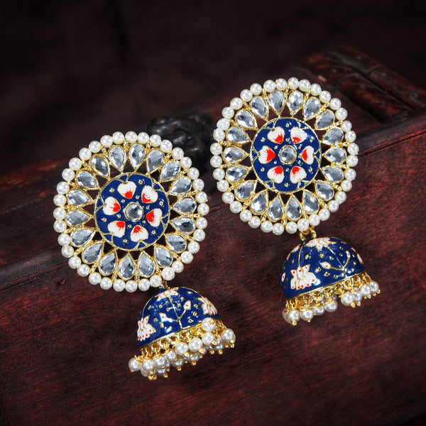 Royal Blue Jhumka with Meena Work | FashionCrab.com | Bold statement  jewelry, Jhumka, Jewelry online shopping