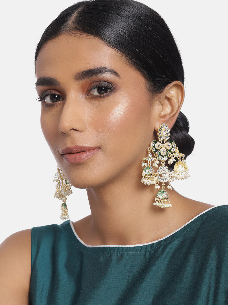 meenakari , kundan , pearls earring 