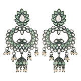 silver oxidised ,kundan, pearls meenakari  earring