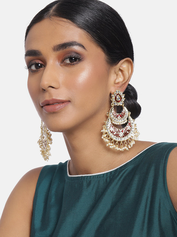 meenakari , kundan , pearls earrings