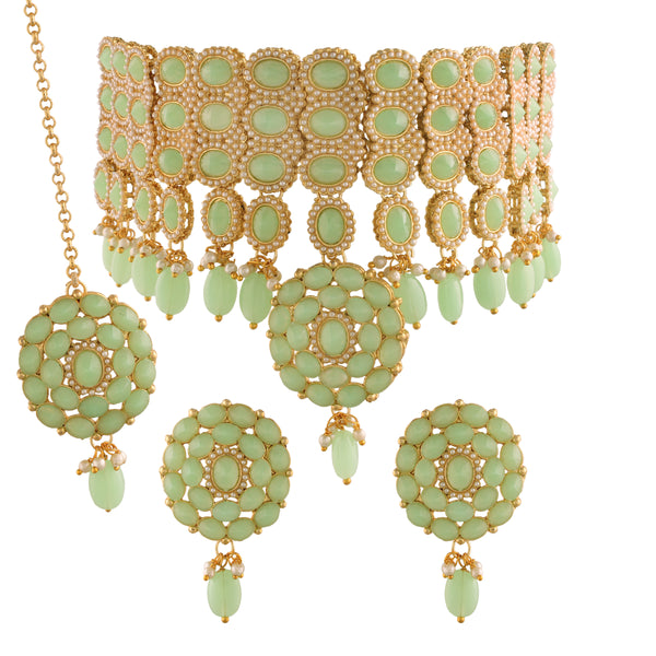 Trishika Mint Choker Set