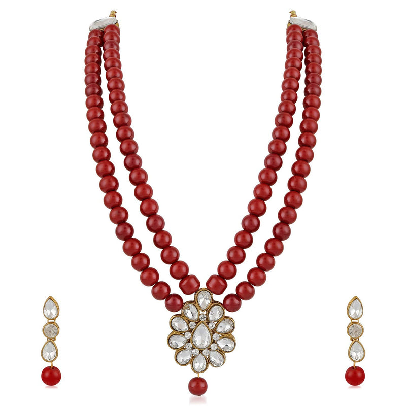 Rayasha Maroon Necklace Set