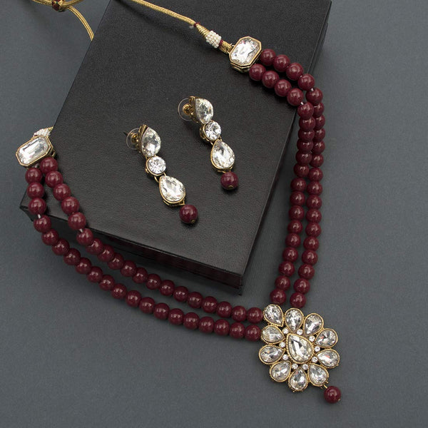 Rayasha Maroon Necklace Set