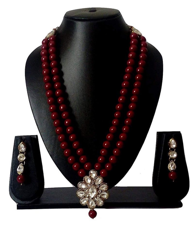 Rayasha Maroon Necklace Set