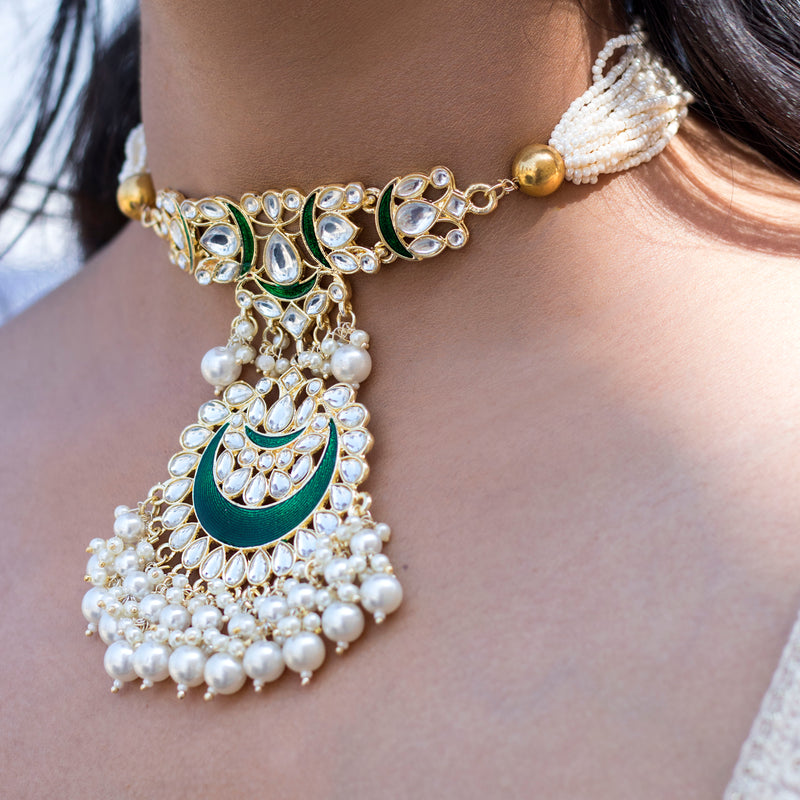 'URVASI' Green Necklace Set