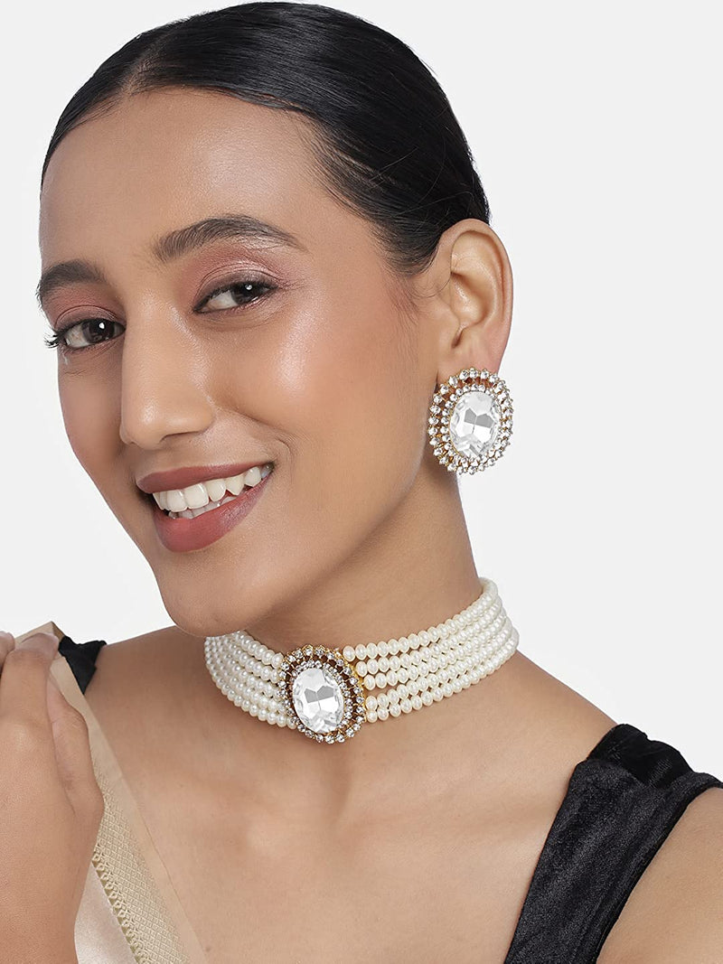 Roop White Choker Set