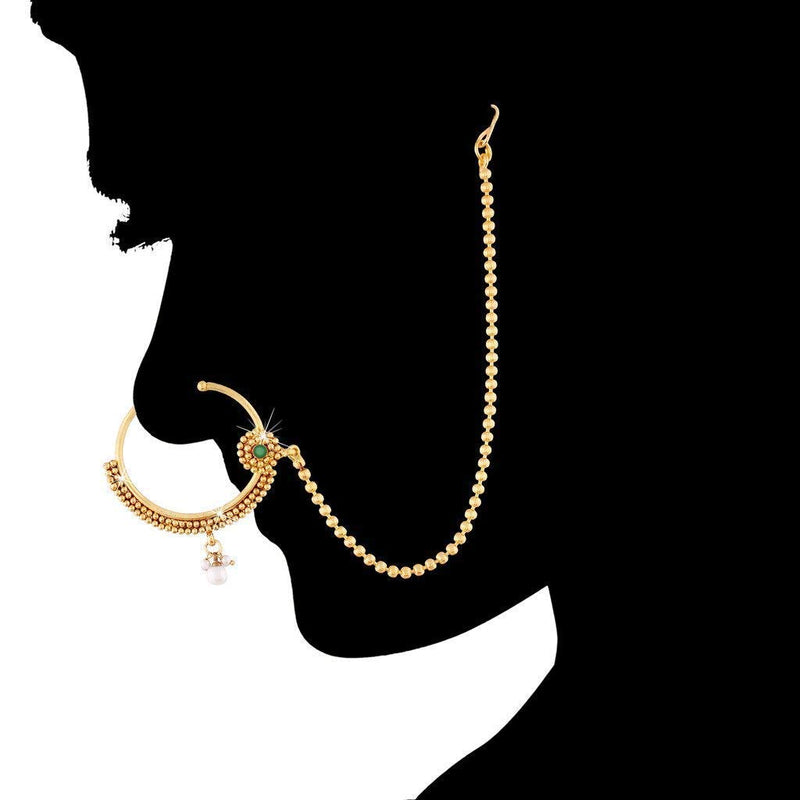 Nose Ring Indian Nath Bridal Wedding Nathini/Non Pierced Gold Plat Nos –  Glam Jewelrys