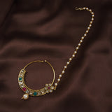 kundan , pearls , nose ring 