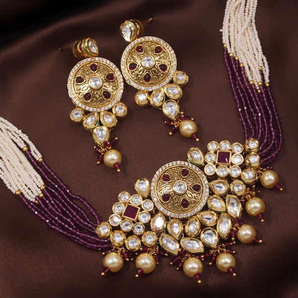 polki kundan , pearls , stones , choker set