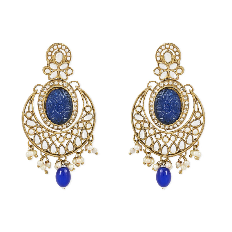 Rushvi Blue Maangtikka Earring Set