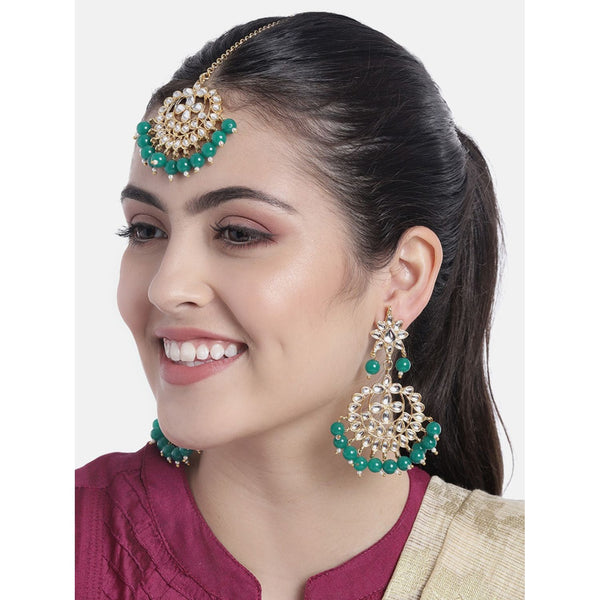 Traditional Long Pearl Enamel Hanging Jhumka Earrings Maang Tikka Jewellery  – RangRasiya – By Shailaja