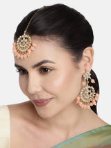 Suhasi Peach Maangtikka Earring Set